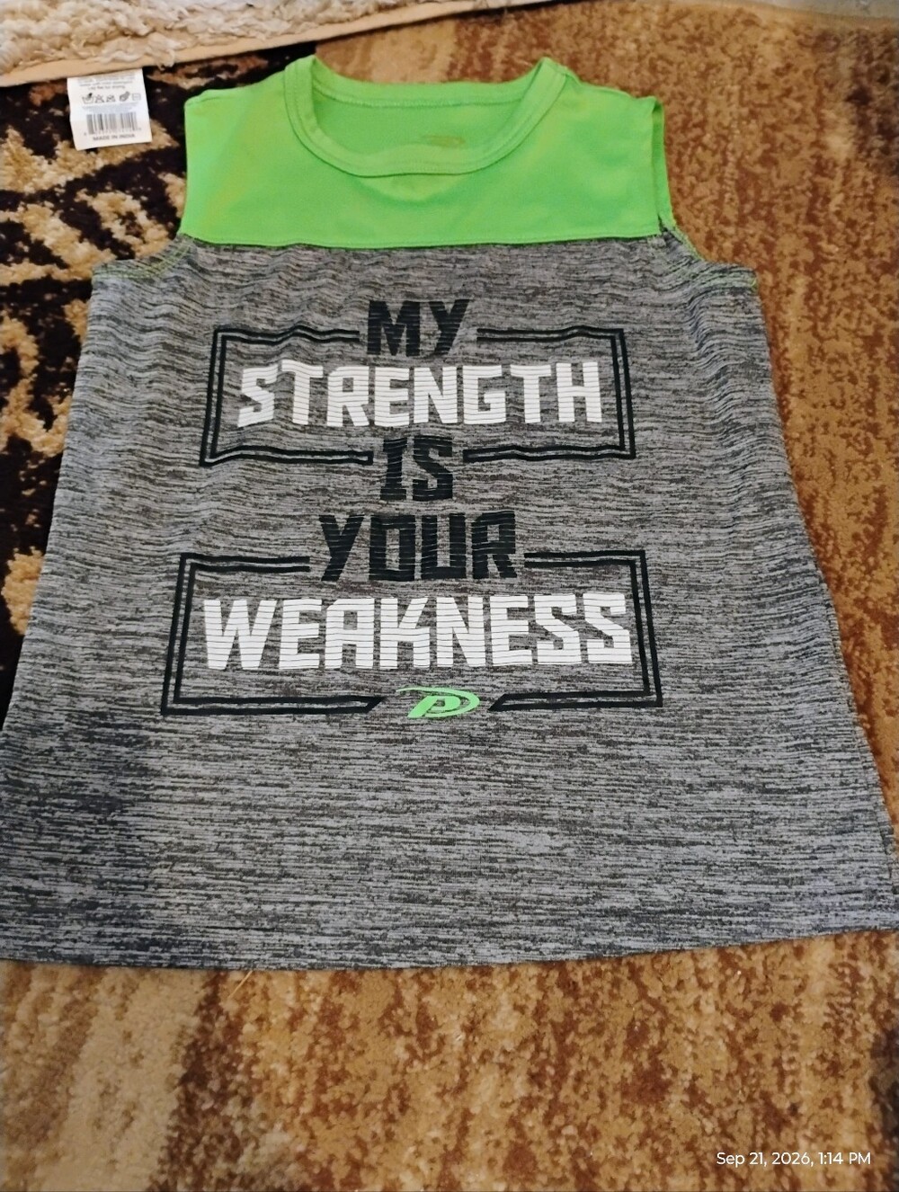 Athletic Grey & Green Graphic Tank Top - Kids